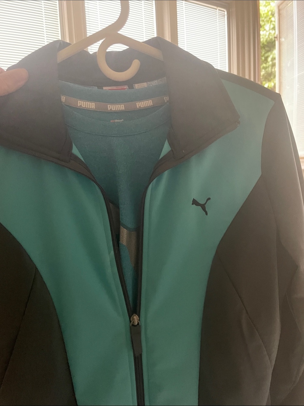 PUMA BUNDLE!  Black and Teal Colorblock Track Jacket with Puma Teal Tee